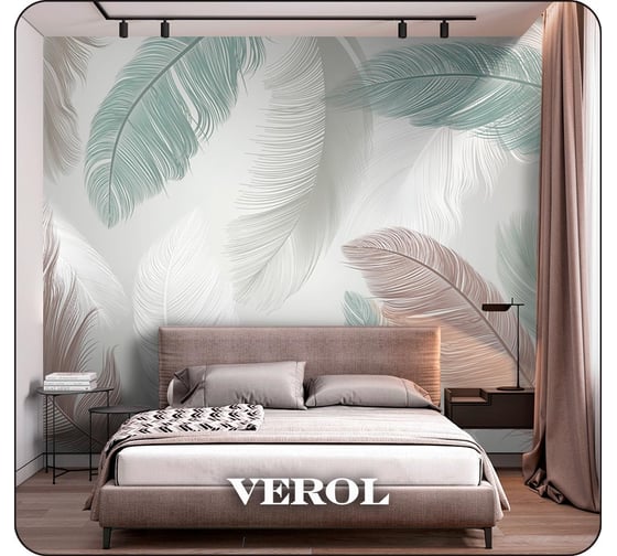 Флизелиновые фотообои Verol перья 400x283 см, серый, 4 полосы 148-ФФО-04652