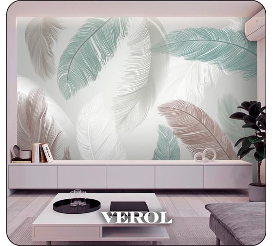 Флизелиновые фотообои Verol перья 400x283 см, серый, 4 полосы 148-ФФО-04652
