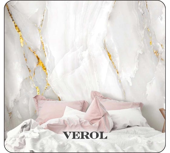 Флизелиновые фотообои Verol мрамор 400x283 см, белый, 4 полосы 128-ФФО-04407