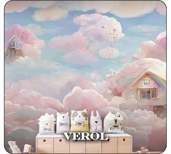 Флизелиновые фотообои Verol розовые облака 400x283 см, розовый, 4 полосы 146-ФФО-05767