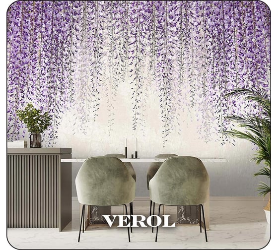 Флизелиновые фотообои Verol глициния 400x283 см, филетовый, 4 полосы 153-ФФО-05617