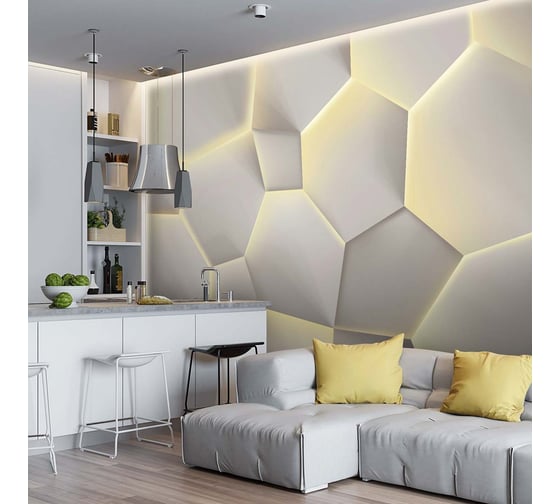 Флизелиновые фотообои Verol геометрия 300x283 см, бежевый, 3 полосы 126-ФФО-05779