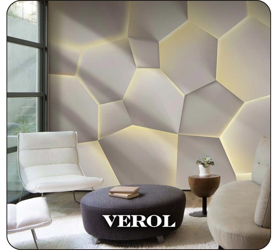 Флизелиновые фотообои Verol геометрия 300x283 см, бежевый, 3 полосы 126-ФФО-05779