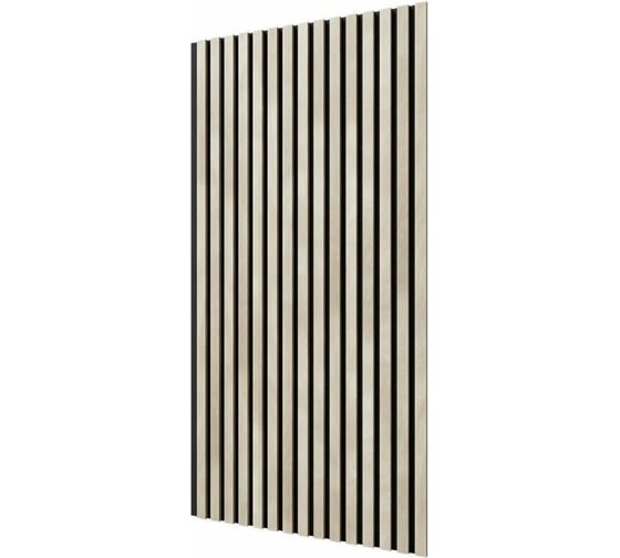 Акустические стеновые панели Cosca Decor 1200x600x19 мм, черный войлок, рейки мдф, цвет - ясень кристалл, коллекция сканди 00-00074681
