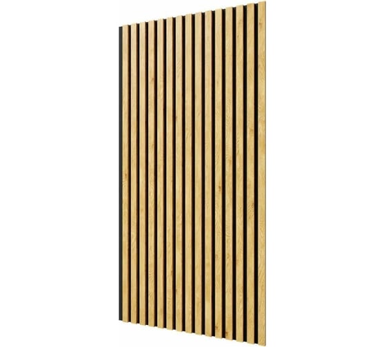 Акустические стеновые панели Cosca Decor 1200x600x19 мм, черный войлок, рейки мдф, цвет - дуб медный, коллекция сканди 00-00074684