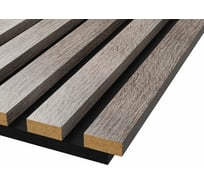 Акустические стеновые панели Cosca Decor 600x600x19 мм, черный войлок, рейки мдф, цвет - дуб дымчатый, коллекция сканди 00-00074607