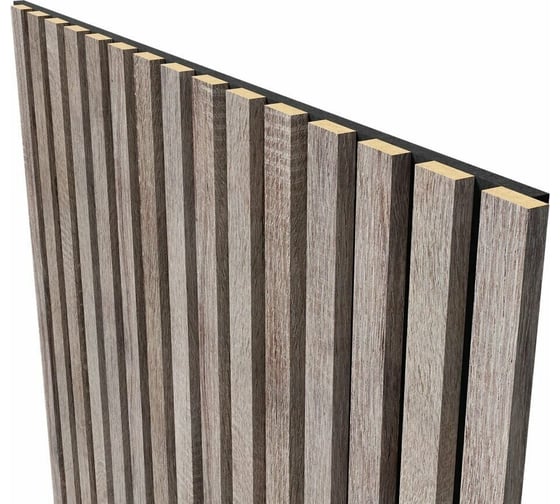 Акустические стеновые панели Cosca Decor 1200x600x19 мм, черный войлок, рейки мдф, цвет - дуб дымчатый, коллекция сканди 00-00074686