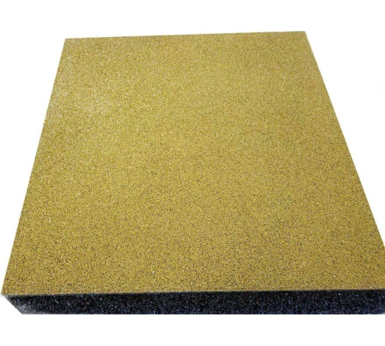 Плитка из резиновой крошки с грунтозацепщиками (пуансонами) Rezcon 500x500x45 мм, желтая (песочная) Pu50050045ye 1