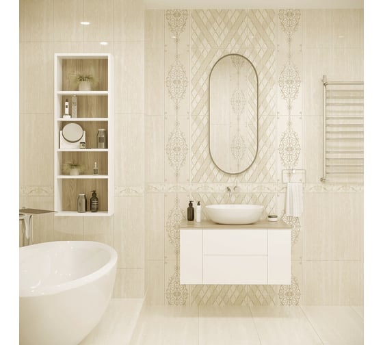 Настенная плитка Gracia Ceramica Regina beige бежевый 01 25x60 см, 1.2 кв. м, 8 шт. СК000033176