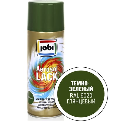Аэрозольная эмаль JOBI глянцевая темно-зеленая RAL 6020 520мл 31829