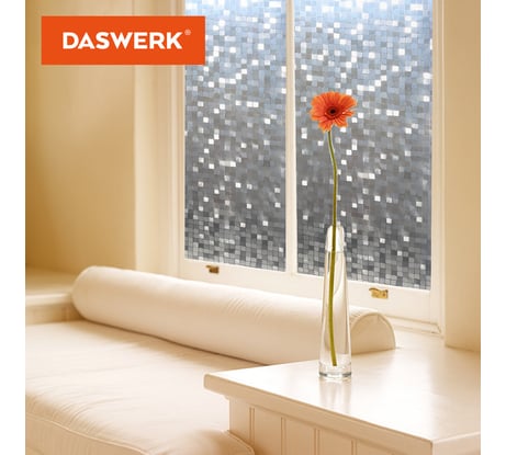 Солнцезащитная самоклеящаяся статическая пленка на окно DASWERK без клея, 75x150 см, кубики 608588