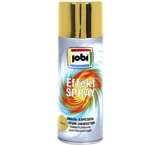 Аэрозольная эмаль JOBI с хром-эффектом, золото, 520 мл 31635