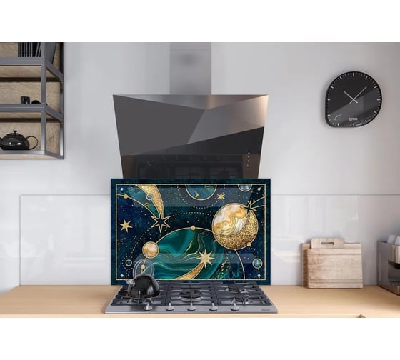 Кухонный фартук на стену ООО Оптион панель из закаленного стекла, 600x900 мм, защитный экран для кухни, магия вселенной 82248