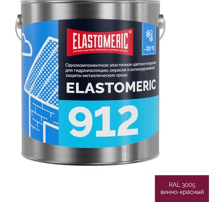 Зимняя гидроизоляционная мастика для металлических кровель Elastomeric Systems ELASTOMERIC 912 3кг., винно-красный 912007