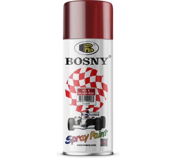 Акриловая краска Bosny аэрозоль, красный RAL 3020 6