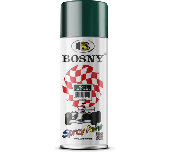 Акриловая краска Bosny аэрозоль, темно-зеленый RAL 6026 13
