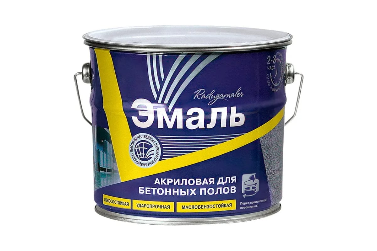 Краска для бетонных полов Радугамалер акриловая, белая, 3.5 кг ...