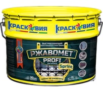 Грунт-эмаль 3 в 1 по ржавчине Красковия Ржавомет PROFI SPRINT RAL 7040, 10 кг, полуглянцевая, быстросохнущая ER-00004147