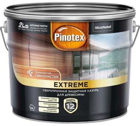 Лазурь для дерева Pinotex Extreme белая, 9 л 5805102