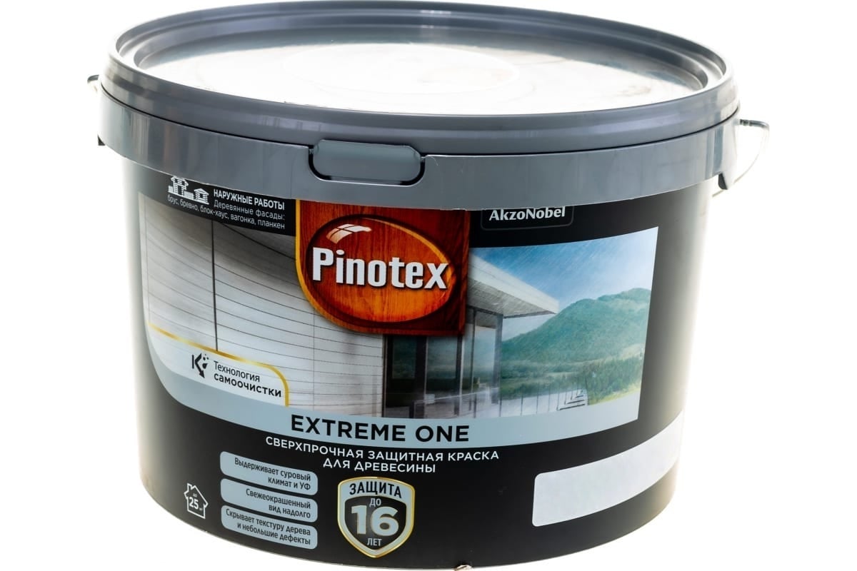 Краска для дерева Pinotex Extreme One BW 9 л 5803246