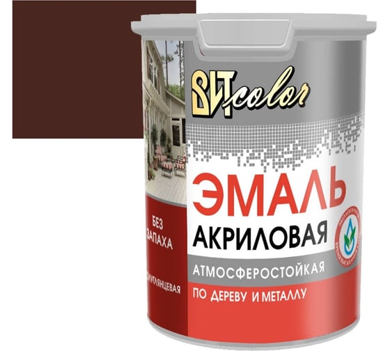 Акриловая эмаль ВИТcolor полуглянцевая, коричневая ral 8017, 1 кг 64419