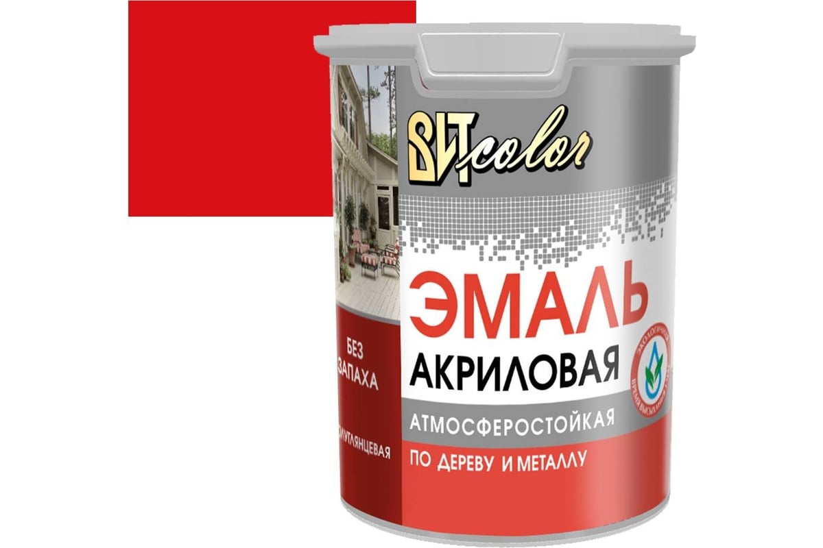 Акриловая эмаль ВИТcolor полуглянцевая, красная ral 3020, 1 кг 64389 ...