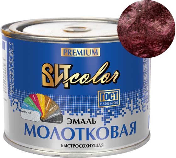 Эмаль ВИТcolor с молотковым эффектом, вишневая, 0.4 кг 98140 1