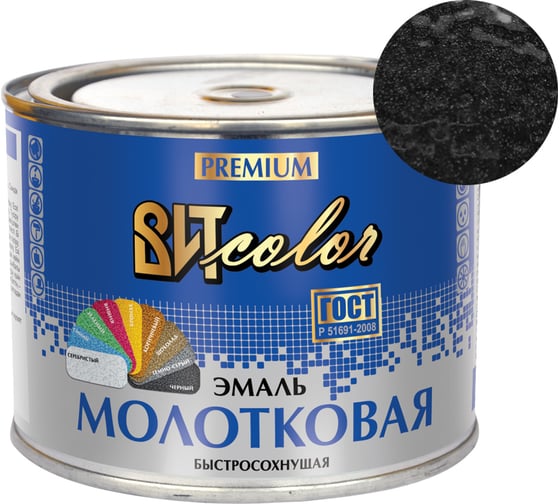 Эмаль ВИТcolor с молотковым эффектом, черная, 0.4 кг 98031