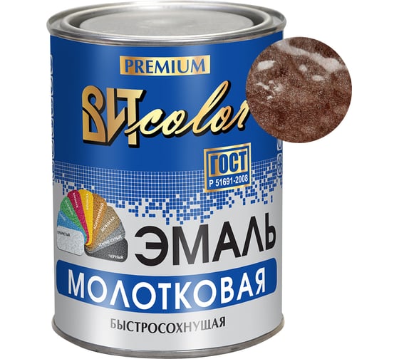 Эмаль ВИТcolor с молотковым эффектом, коричневая, 0.8 кг 96954 1