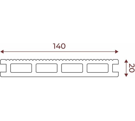 Террасная доска ТЕХНОДЕК 140x20x4000 мм, цвет венге TETDWE140204000TV2