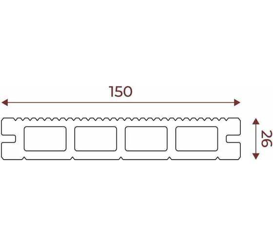 Террасная доска ТЕХНОДЕК 150x26x4000 мм, цвет графит TETDGR150264000TV2