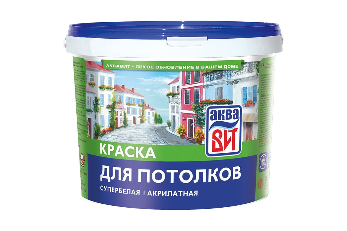 Краска для потолков АкваВит ВАК-5 супербелая, 13 кг 89905 - выгодная ...