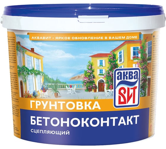Грунт АкваВит ВАК бетон-контакт сцепляющий, с кварцевым наполнителем, 5 кг 88536