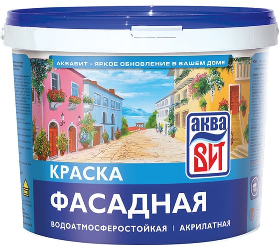 Фасадная краска АкваВит ВАК-25 супербелая, 6 кг 38152 1