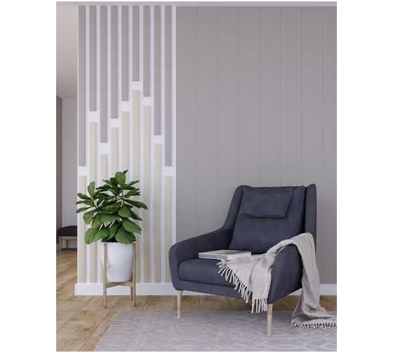 Интерьерная рейка STELLA De luxe планкен, МДФ, sandgrau, 16x60x2700 мм, в упаковке 6 шт. ЦБ-00010675