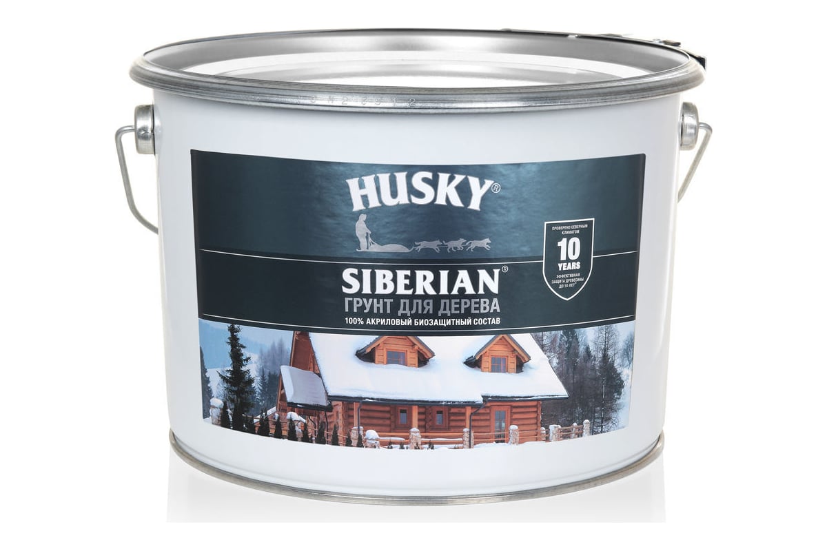 Акриловый биозащитный грунт для дерева HUSKY SIBERIAN 9 л 30123 ...
