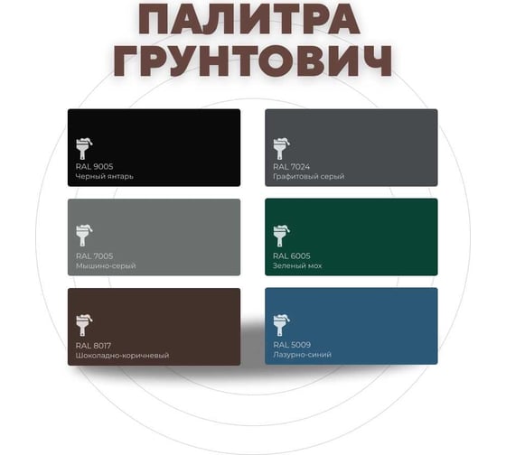 Быстросохнущая грунт-эмаль по ржавчине 3в1 Грунтович 10 кг, коричневый, brown-10