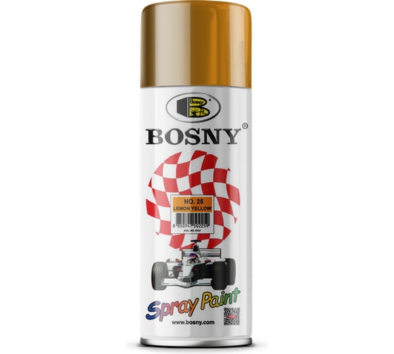 Универсальная краска Bosny желтый лимон, аэрозоль RAL 1003 25