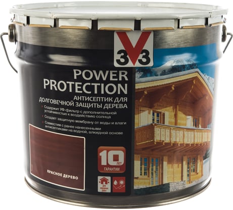 Алкидный антисептик для дерева V33 POWER PROTECTION полуглянец, красное дерево 117402