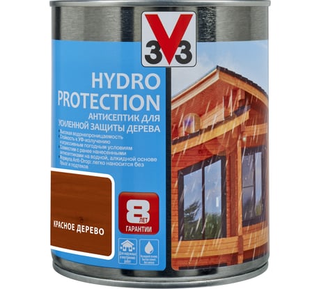Акриловый антисептик для дерева V33 HYDRO PROTECTION полуглянец, красное дерево 117408
