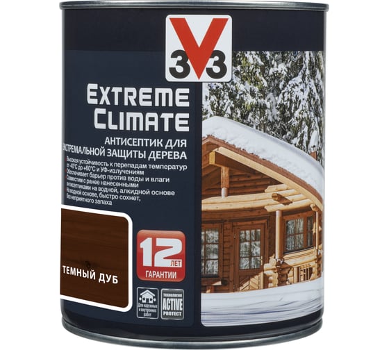 Акриловый антисептик для дерева V33 EXTREME CLIMATE полуглянец, темный дуб 117427 1