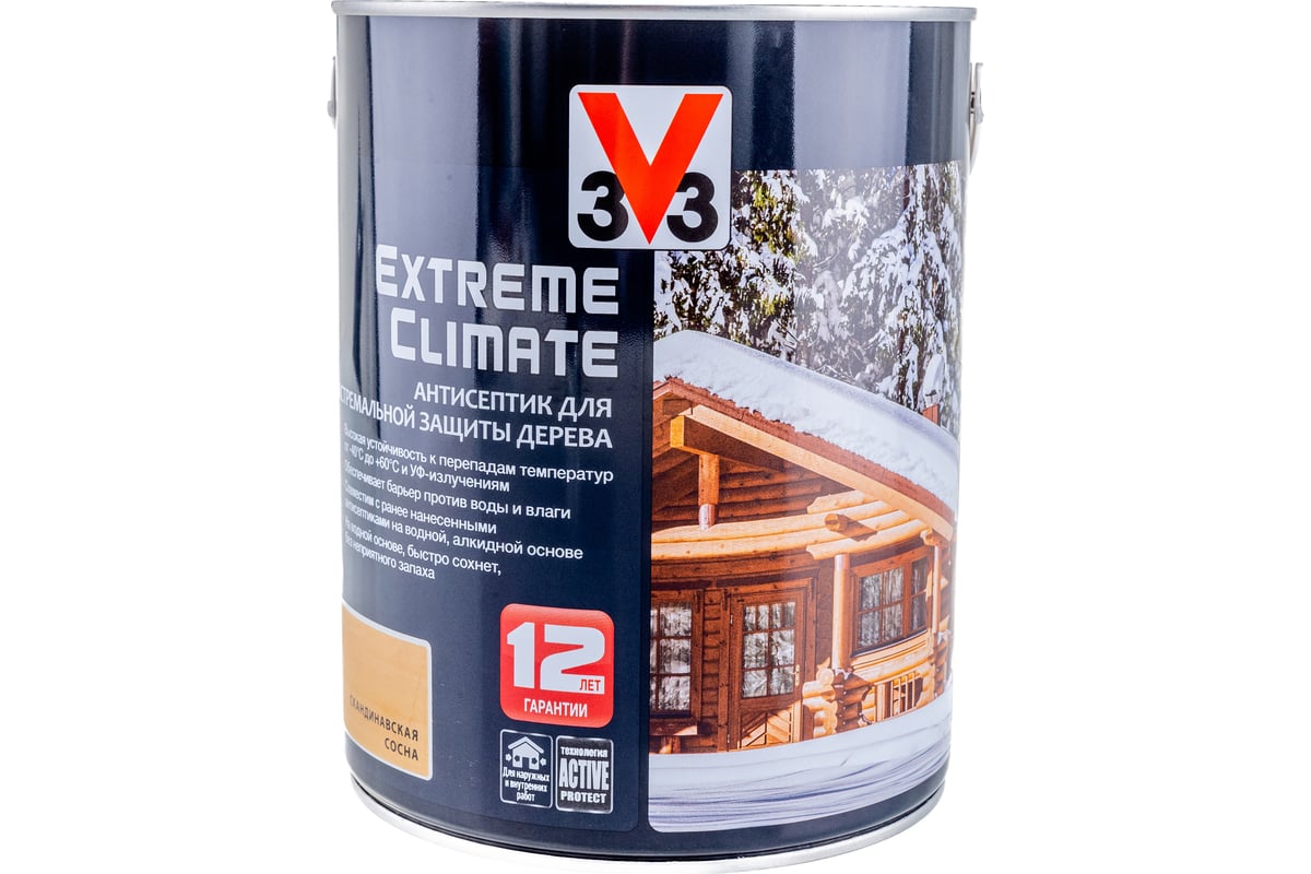 Акриловый антисептик для дерева V33 EXTREME CLIMATE полуглянец ...