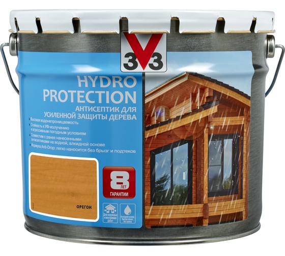 Акриловый антисептик для дерева V33 HYDRO PROTECTION полуглянец, орегон 117418