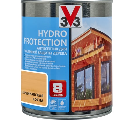 Акриловый антисептик для дерева V33 HYDRO PROTECTION полуглянец, скандинавская сосна 117405
