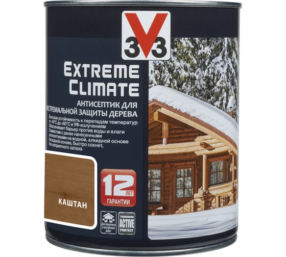 Акриловый антисептик для дерева V33 EXTREME CLIMATE полуглянец, каштан 117425
