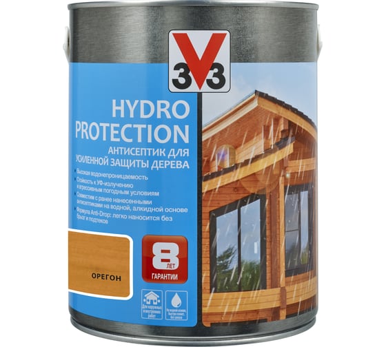 Акриловый антисептик для дерева V33 HYDRO PROTECTION полуглянец, орегон 117412