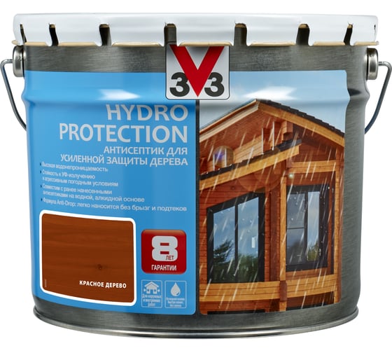 Акриловый антисептик для дерева V33 HYDRO PROTECTION полуглянец, красное дерево 117420 1