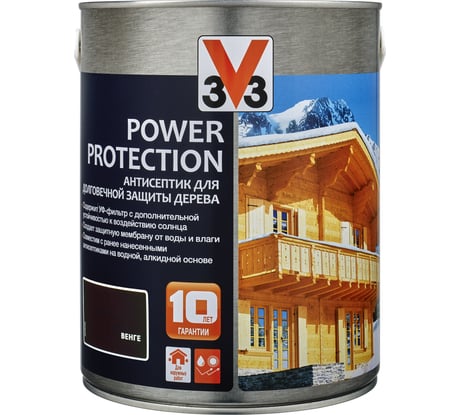 Алкидный антисептик для дерева V33 POWER PROTECTION полуглянец, венге 117397