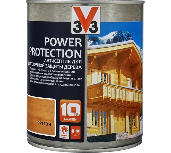 Алкидный антисептик для дерева V33 POWER PROTECTION полуглянец, орегон 117389