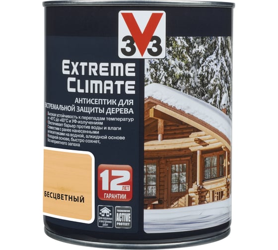 Акриловый антисептик для дерева V33 EXTREME CLIMATE полуглянец, бесцветный 117422